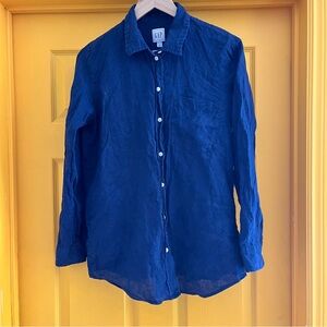 GAP Linen Deep Blue Casual Shirt